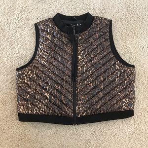 Calvin Klein cropped quilted vest in leopard print